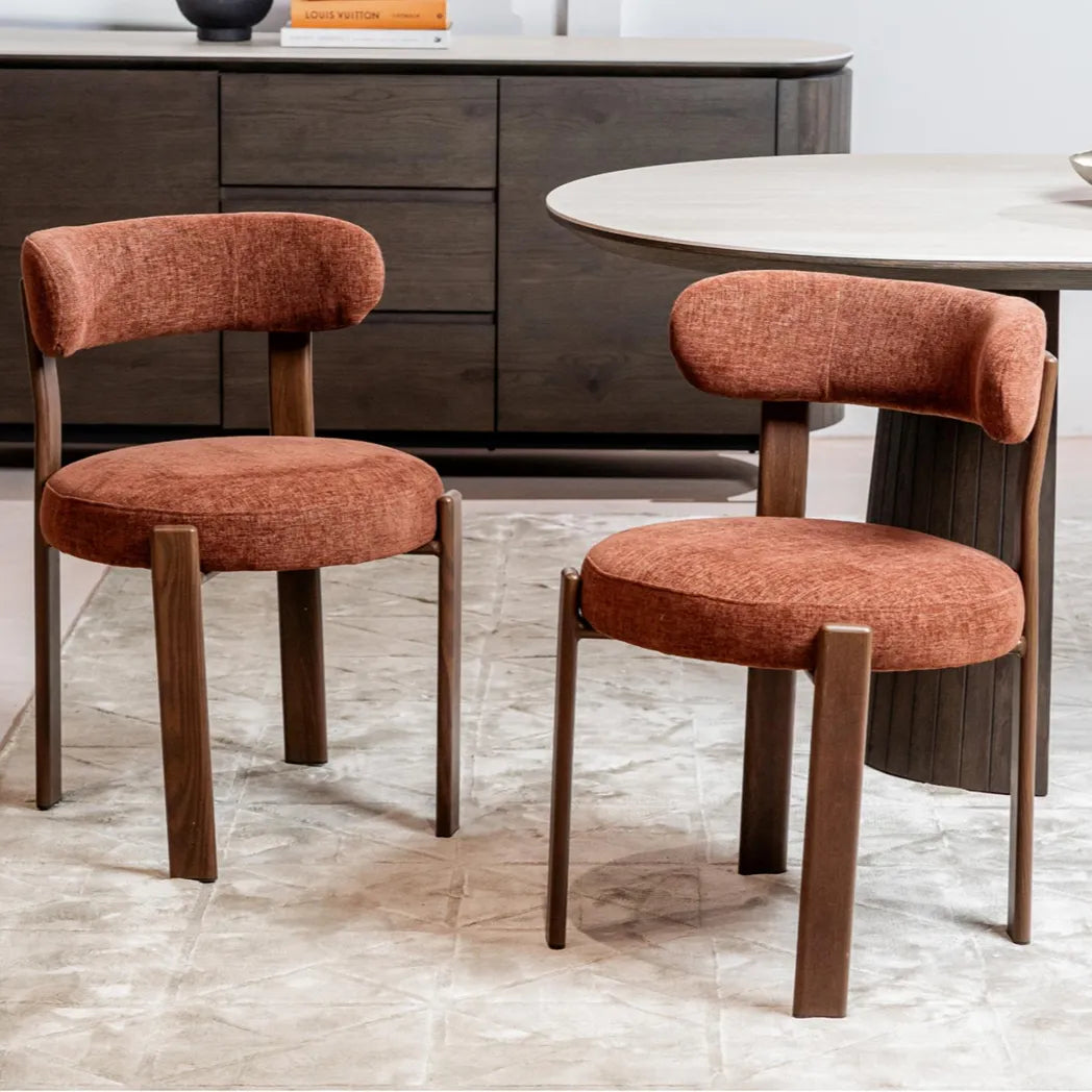 Carmo Chenille Dining Chair Walnut-Look Leg
