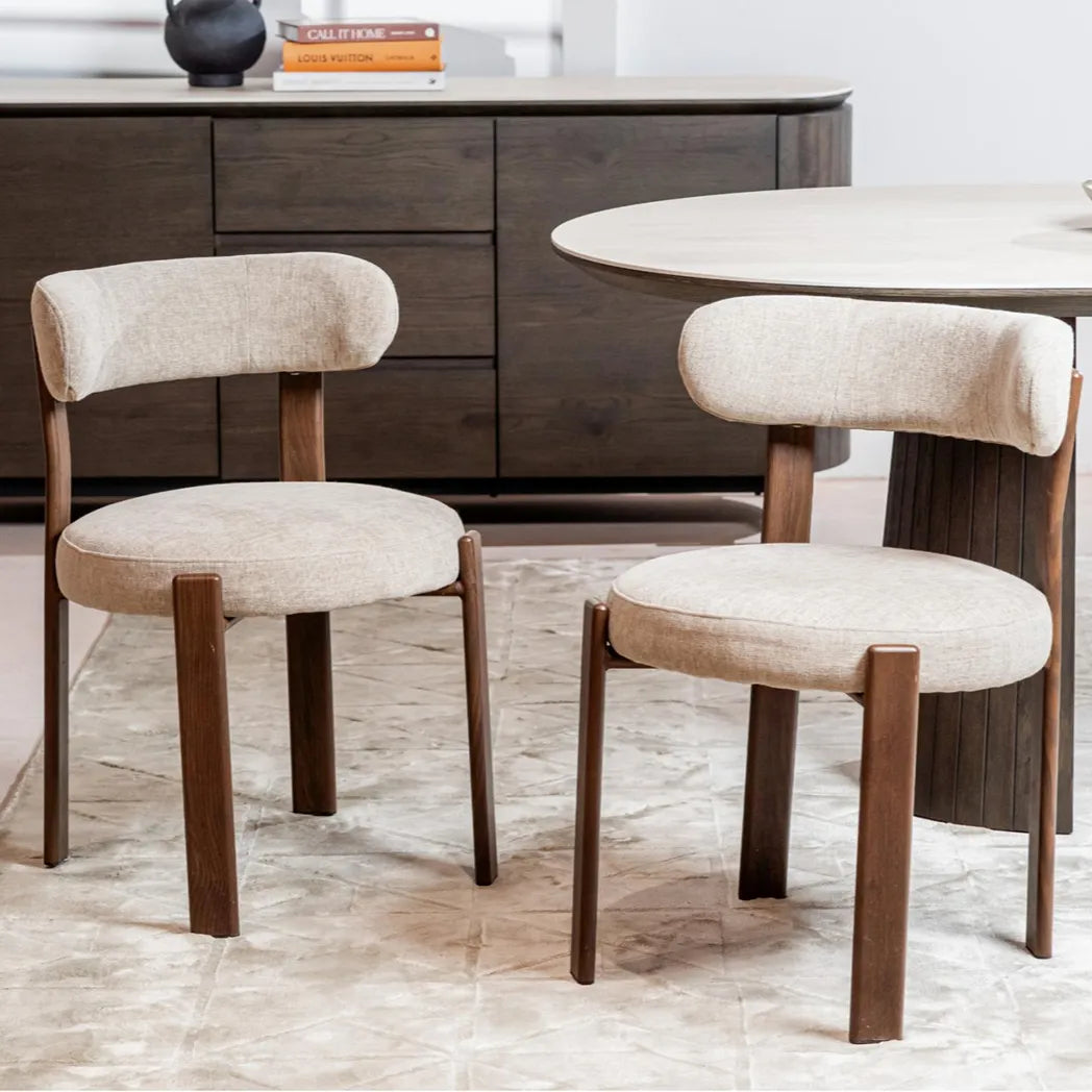 Carmo Chenille Dining Chair Walnut-Look Leg
