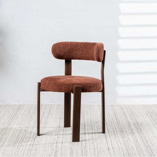 Carmo Chenille Dining Chair Walnut-Look Leg