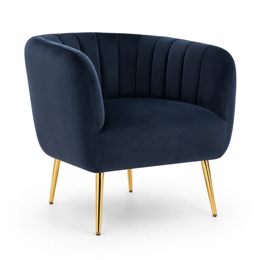 Cecil Velvet Accent Armchair in Navy