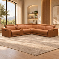 Centara 5 Seater Leather Modular Corner Electric Recliner