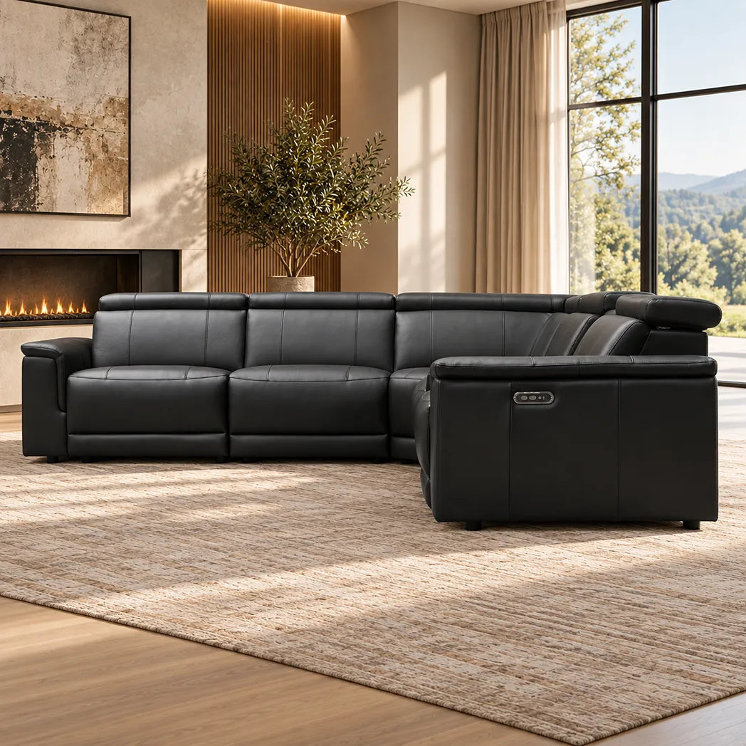 Centara 5 Seater Leather Modular Corner Electric Recliner