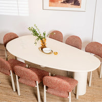 Coastal 2.3m Pebble dining table with matte micro-cement finish, organic asymmetrical tabletop and cylindrical legs, top view