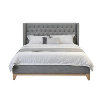 Colmar Fabric Bed Frame Dark Grey Buttoned
