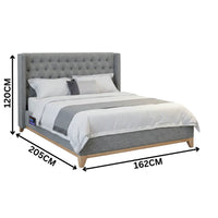 Colmar Fabric Bed Frame Dark Grey Buttoned
