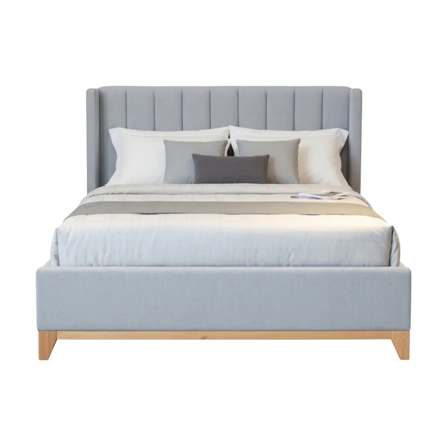Colmar Fabric Bed Frame Light Grey Vertical Channel