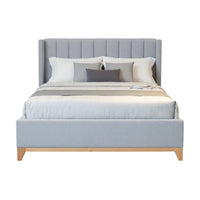 Colmar Fabric Bed Frame Light Grey Vertical Channel