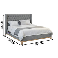 Colmar Fabric Bed Frame Dark Grey Buttoned