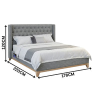 Colmar Fabric Bed Frame Dark Grey Buttoned