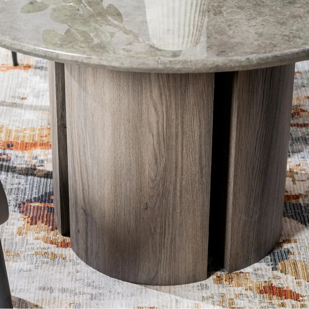 Corfu 120cm Round Grey Marble Dining Table