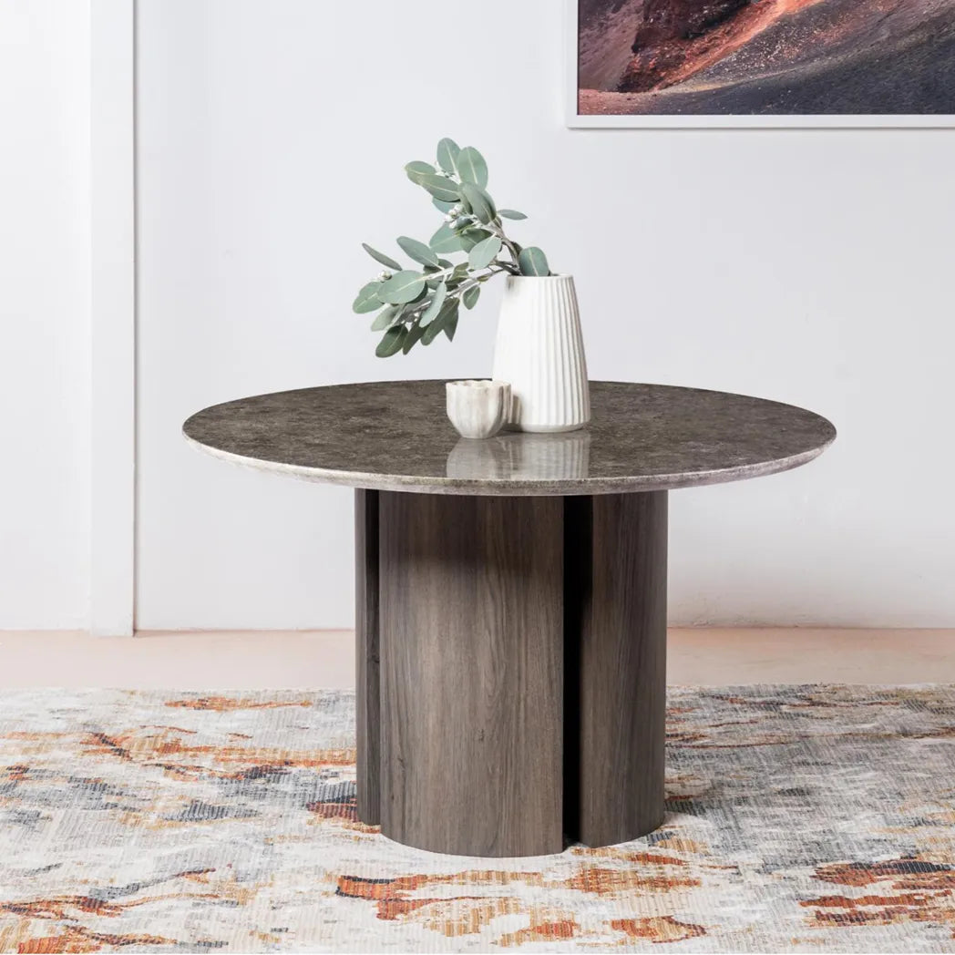 Corfu 120cm Round Grey Marble Dining Table