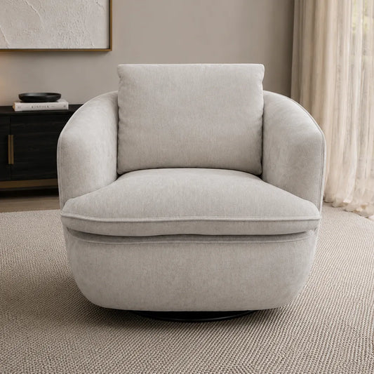 Cosmo Goose Feather Swivel Armchair in Beige