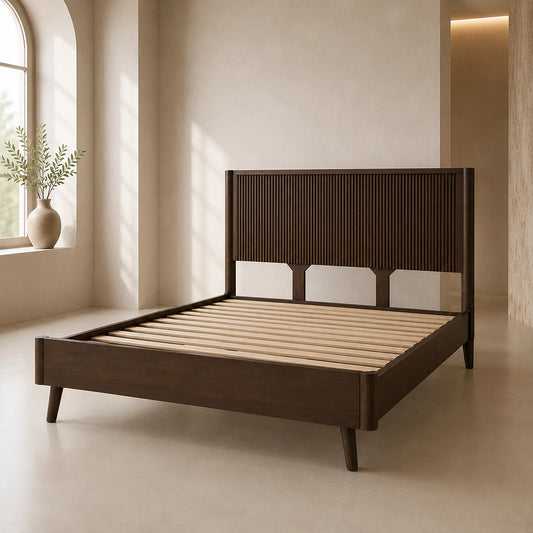 Cotswold Walnut Hardwood Bed Frame - QUEEN