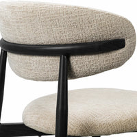 Cotswold beige textured fabric dining chair with black metal legs – three-quarter view