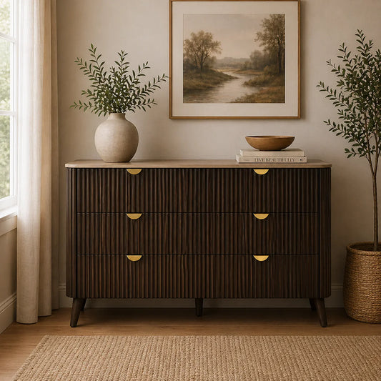 Cotswold Walnut 6 Drawer Timber Dresser