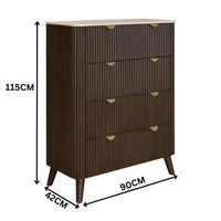 Cotswold Travertine Top 4 Drawers Timber Tallboy