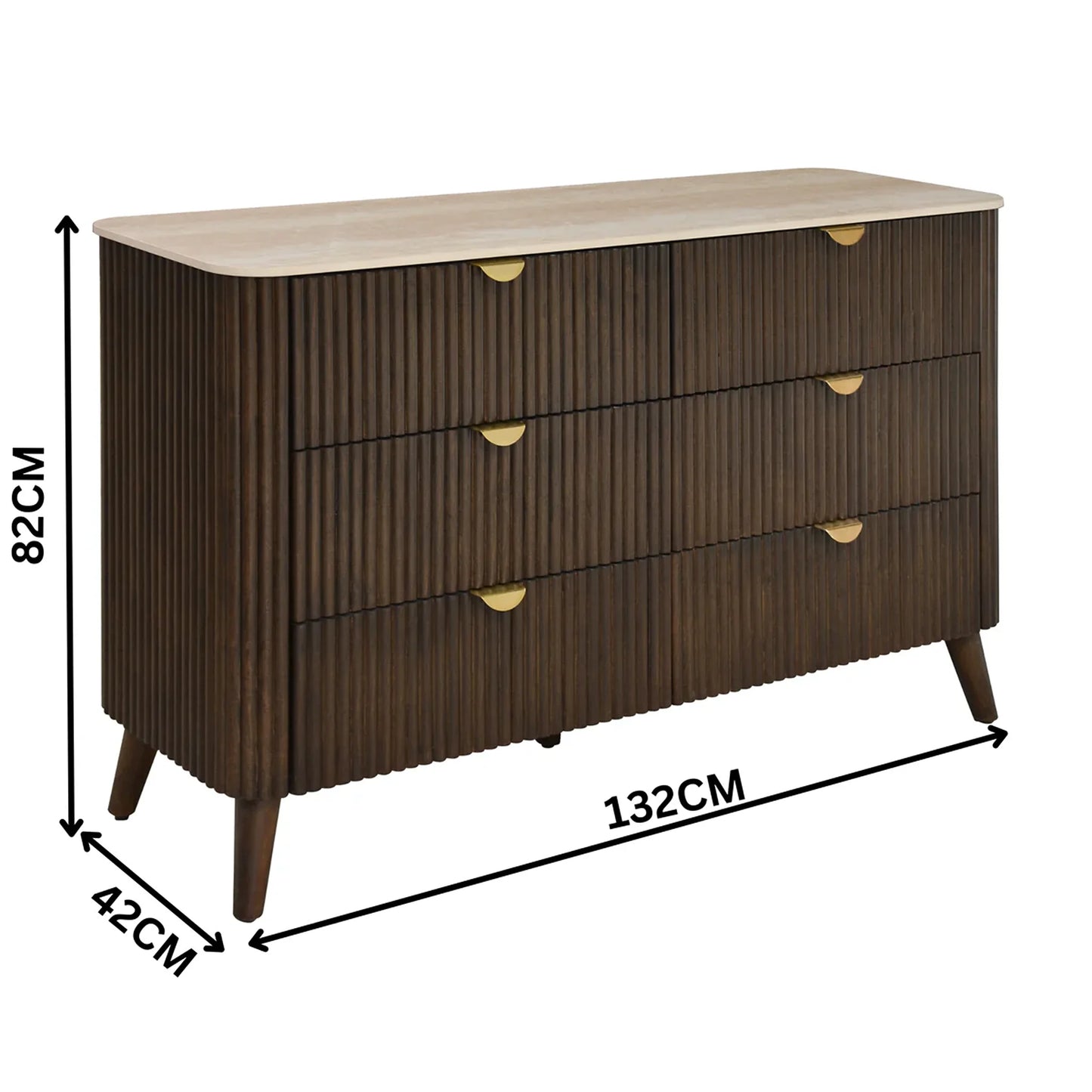 Cotswold 6 Drawers Timber Dresser Walnut