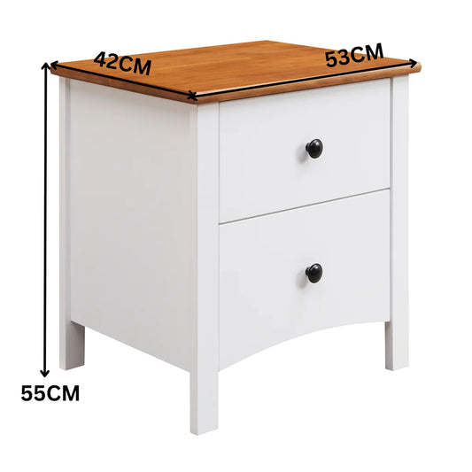 Courtney 2 Drawer Timber Bedside Table