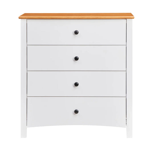 Courtney White & Mid-Brown 4 Drawer Tallboy