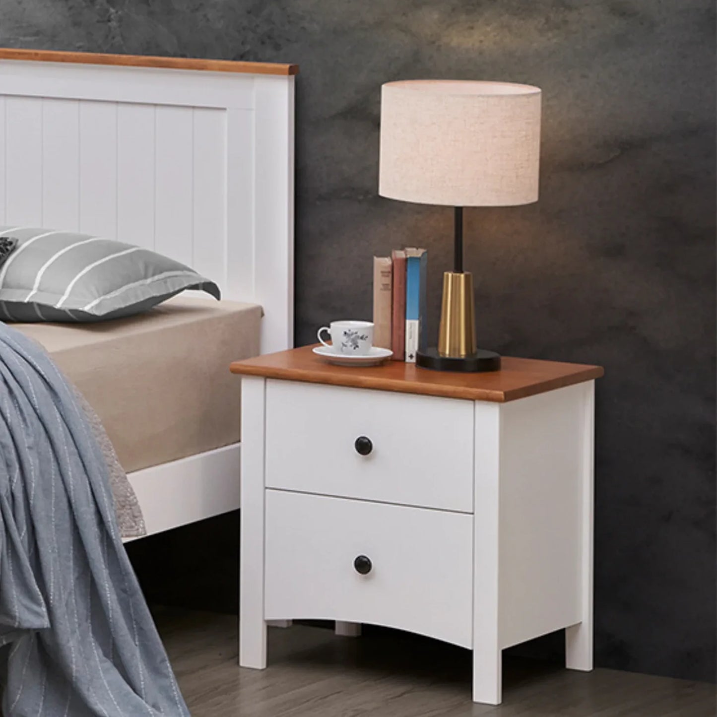 Courtney 2 Drawer Timber Bedside Table
