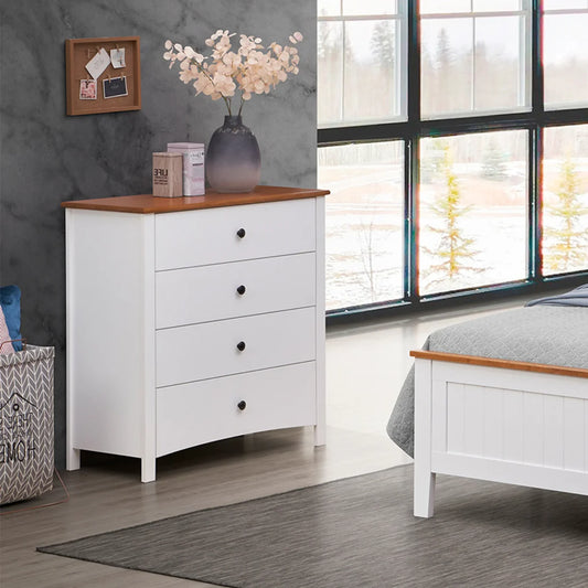 Courtney White & Mid-Brown 4 Drawer Tallboy