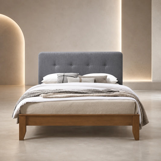 Dallas Dark Grey Fabric Bed Frame with USB Charging
