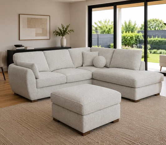 Dream 3 Seater Goose Feather Chaise Sofa with Ottoman