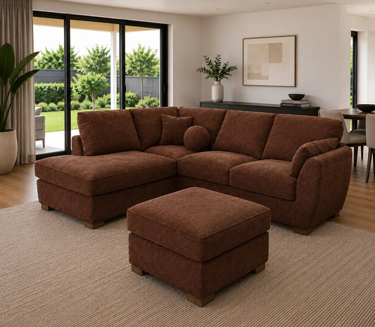 Dream 3 Seater Goose Feather Chaise Sofa with Ottoman
