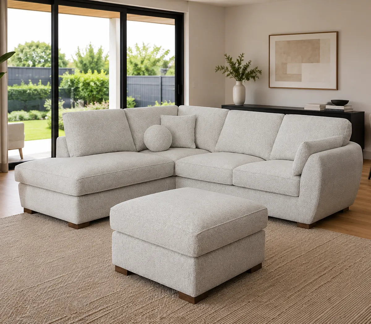 Dream 3 Seater Chaise Goose Feather Sofa with Ottoman