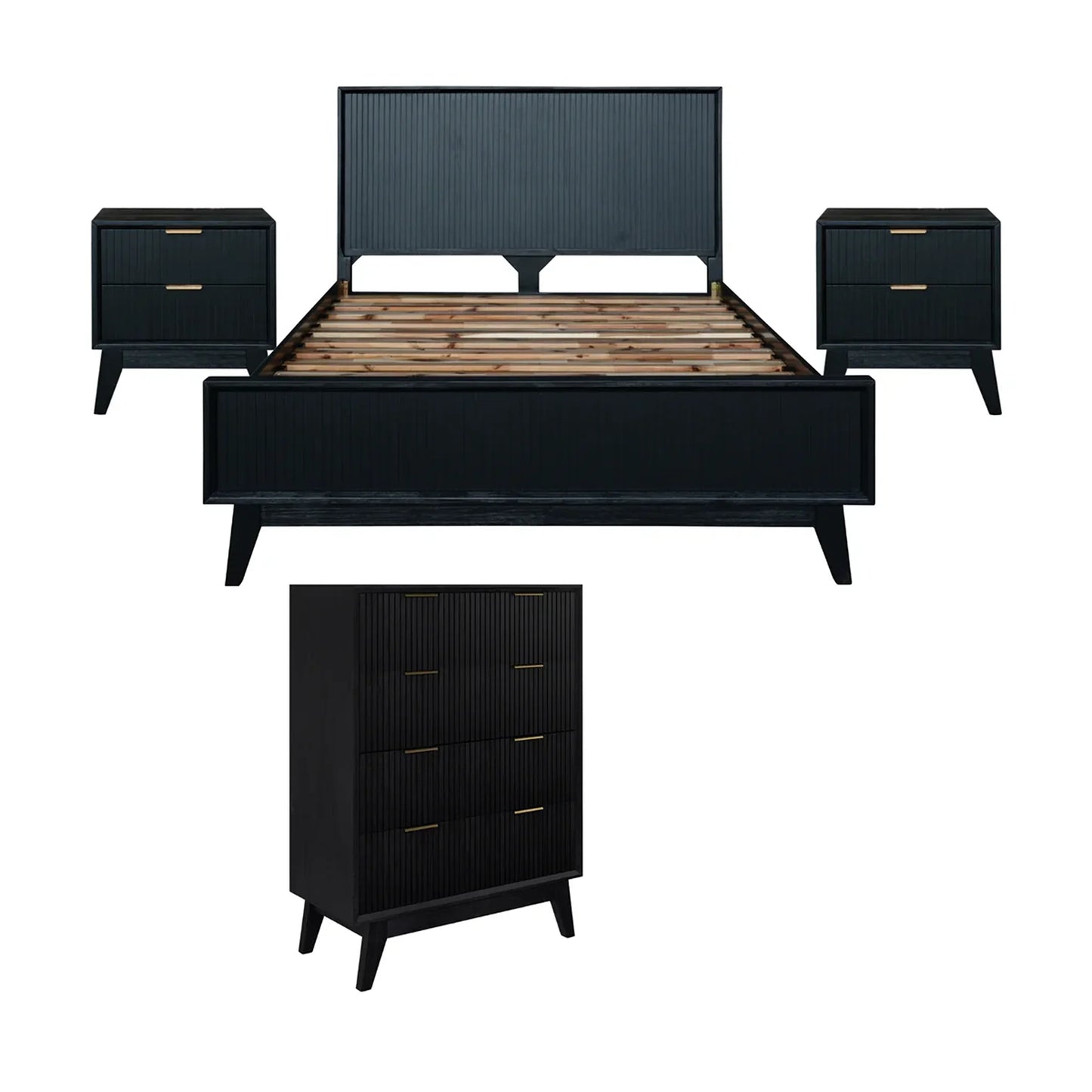 Ella Timber 4 Drawers Timber Tallboy Black