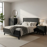 Ella 2 Drawer Timber Bedside Table Black