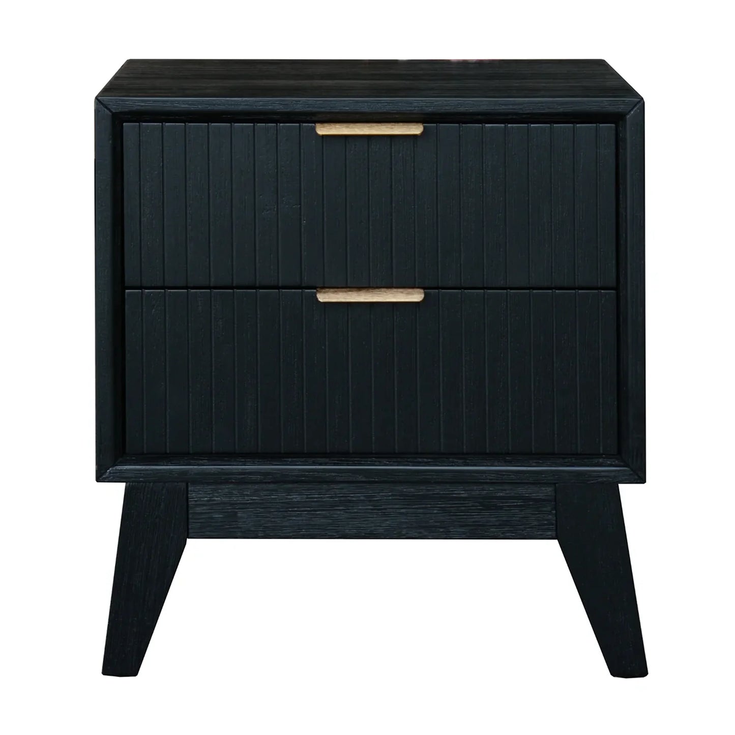Ella 2 Drawer Timber Bedside Table Black