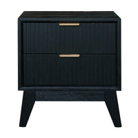 Ella 2 Drawer Timber Bedside Table Black