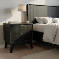 Ella 2 Drawer Timber Bedside Table Black