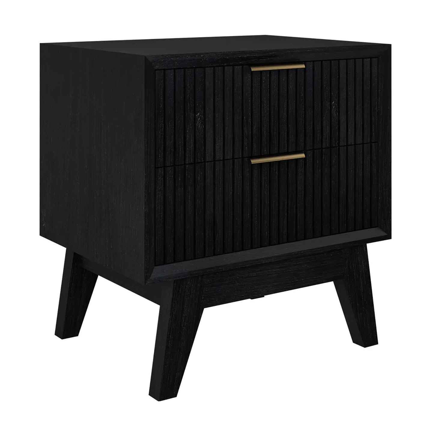 Ella 2 Drawer Timber Bedside Table Black