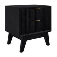 Ella 2 Drawer Timber Bedside Table Black