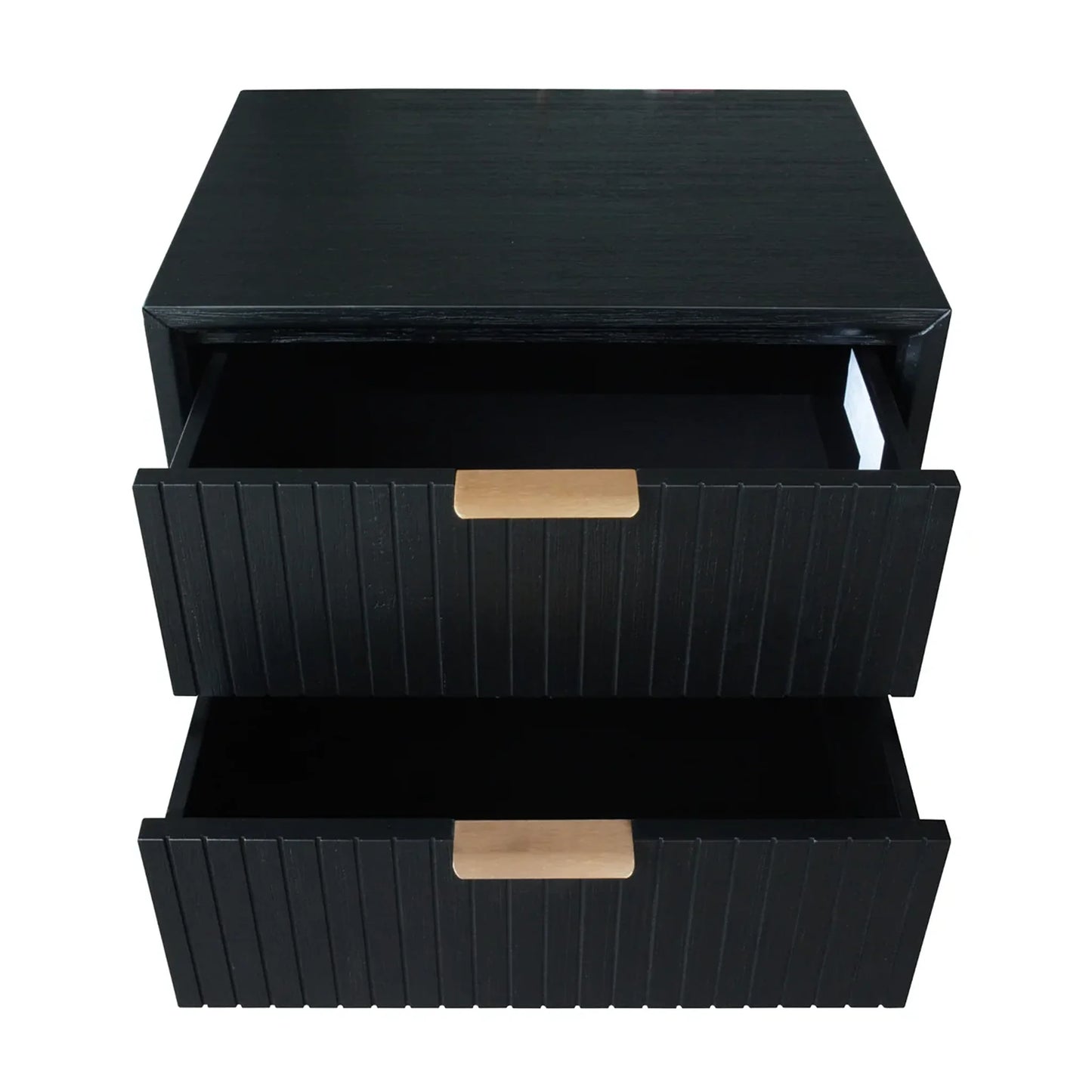 Ella 2 Drawer Timber Bedside Table Black