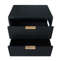 Ella 2 Drawer Timber Bedside Table Black