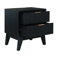 Ella 2 Drawer Timber Bedside Table Black