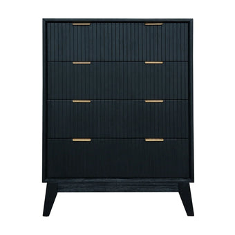 compare product Ella Timber 4 Drawers Timber Tallboy Black