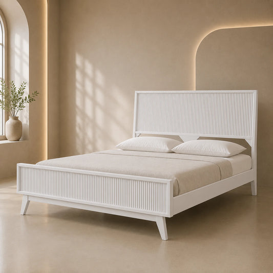Ella White Acacia Timber Bed Frame - KING