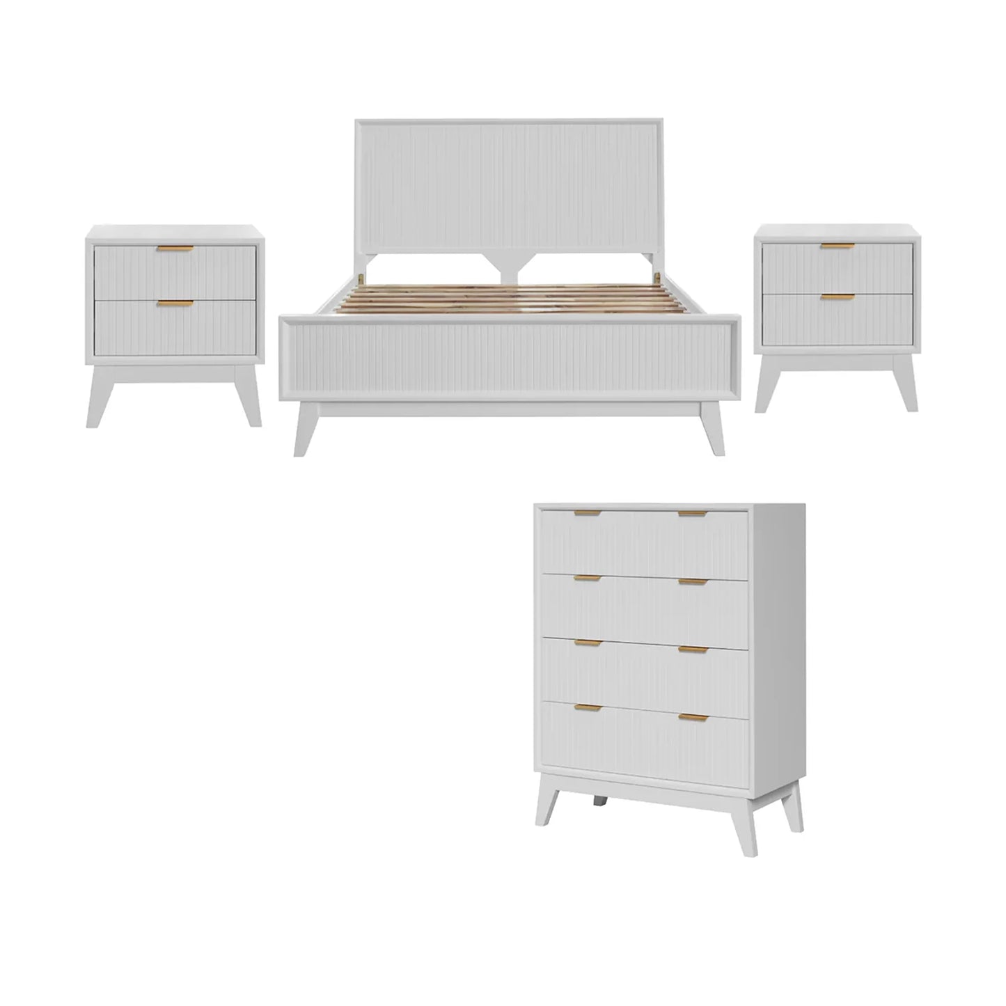 Ella 2 Drawer Timber Bedside Table White