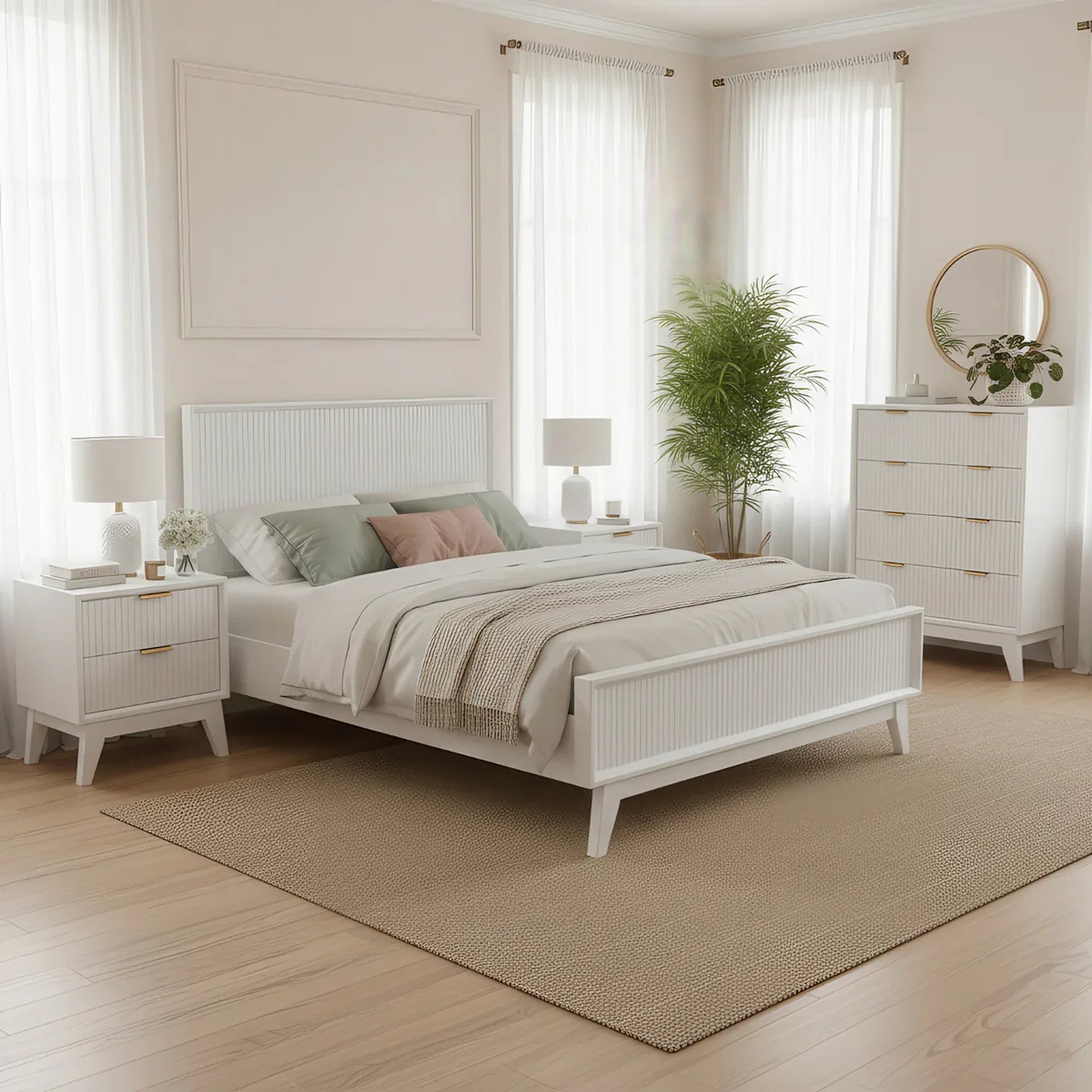 Ella 2 Drawer Timber Bedside Table White