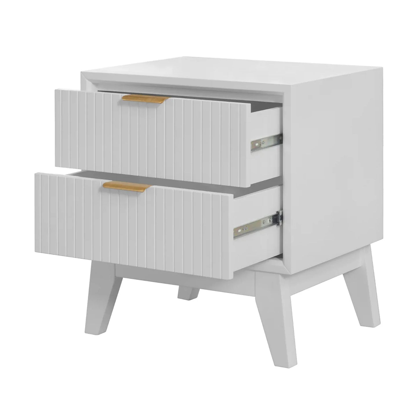 Ella 2 Drawer Timber Bedside Table White