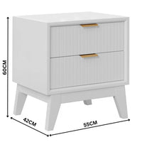 Ella 2 Drawer Timber Bedside Table White