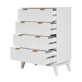 compare product Ella Timber 4 Drawers Timber Tallboy White