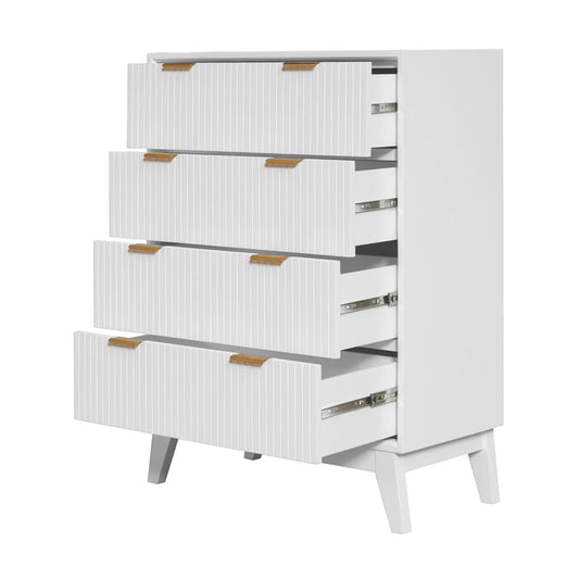 Ella White Acacia 4 Drawer Tallboy