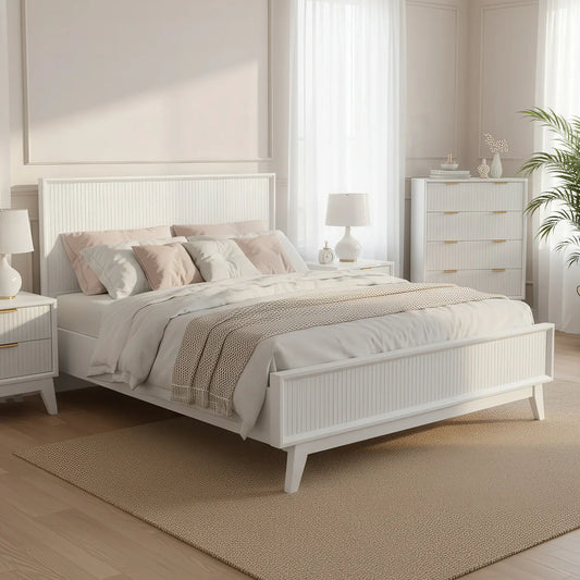 Ella White Acacia Timber Bed Frame