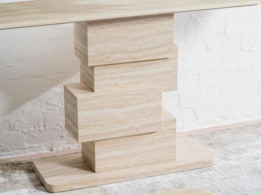 Eros 150cm Marble Console Table - White Travertine