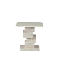 Eros 55cm Marble Side Table - White Travertine